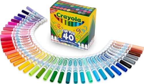 Crayola Ultra Clean Washable Markers (40ct), Colored Markers for Kids, Coloring Book Marker Set, Stocking Stuffers for Kids, Christmas & Holiday Gifts, Ages 3+, Pacl of 6