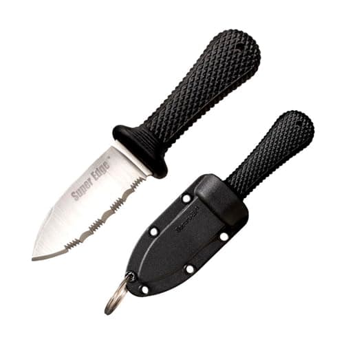 Cold Steel Super Edge 2" Durable Compact Japanese AUS8A Stainless Steel Fixed Blade Drop Point Outdoor Game Hunting Neck Knife, Kray-Ex Handle, Secure-Ex Sheath