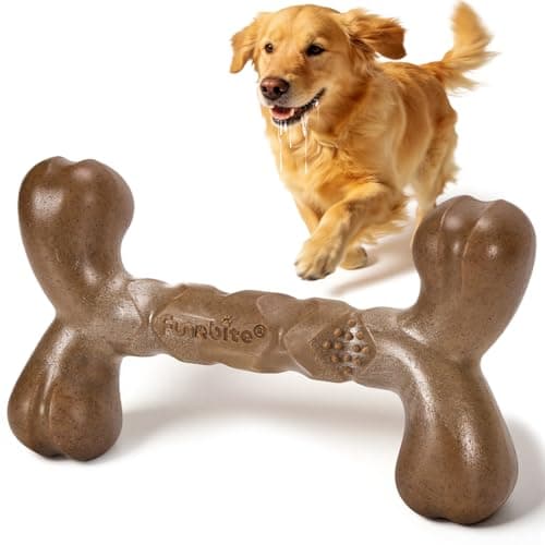 Funnbite Large Dog Bones for Aggressive Chewers, Bacon Scented & Nylon Bone to Keep Them Busy, Durable Chew Toy for Medium & Large Breeds (25-80 lbs)