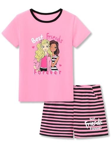 Cozchique Girls Short Sleeve & Shorts Best Friends Pattern Pajamas Size 12