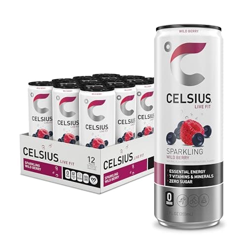 CELSIUS Sparkling Wild Berry, Sugar Free Energy Drink, 12 Fl Oz (Pack of 12)