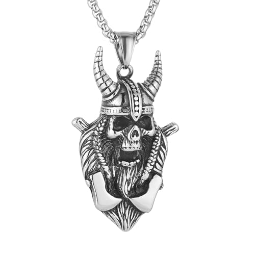 HZMAN Stainless Steel Goth Skull Head Necklace for Men