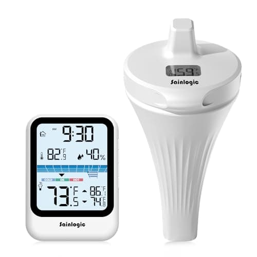 Sainlogic Wireless Floating Pool Thermometer, High Precision Easy-Read Display, IP68 Waterproof, for Swimming Pools, Hot Tubs, Fish Tanks, Ponds, Patios and Aquariums