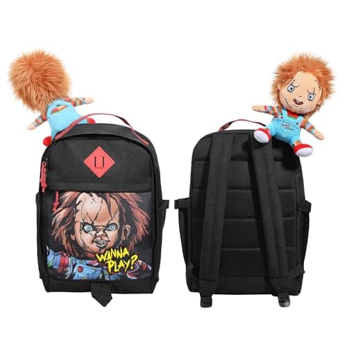 Chucky 17.5" Black adult Backpack With Plush Character Charm