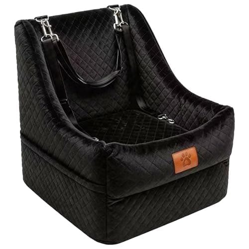 AiryCute Dog Booster Car Seat for Small to Medium Dogs Up to 35 lbs, Elevated Pet Car Seat with 2 Safety Belts, Detachable Washable Cover, Non-Slip Stable Base, Front/Back Seat Travel Booster