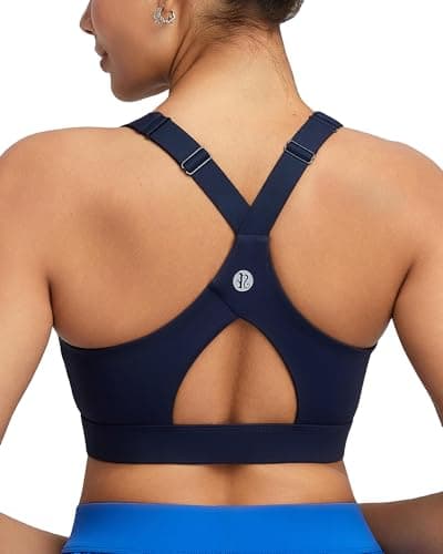 RUNNING GIRL Sports Bras for Women High Support, Adjustable Straps High Impact Sports Bras with Sewn in Pads Workout Running Bra(3173 Inky Blue XXL)