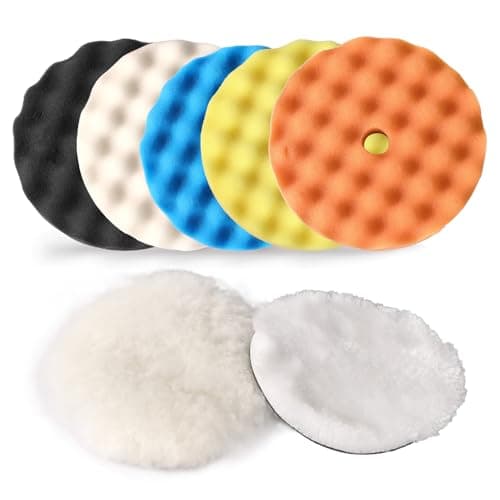 CLOPOMIC Buffing Pads Polishing Pads Kit,7 Pcs 6"(150mm), Sponge Polishing Pads with Wool Pad Kit, Car Polisher, Car Detailing Kit, Polishing Pad Kit for Car Buffer Compounding, Polish and Wax.