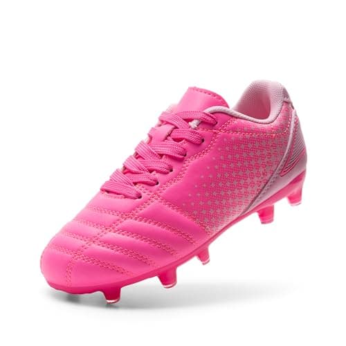 DREAM PAIRS Boys Girls Outdoor Sport Football Shoes Soccer Cleats for Little/Big Kid,Size 12 Little Kid,Hot Pink,SUPERFLIGHT-1K