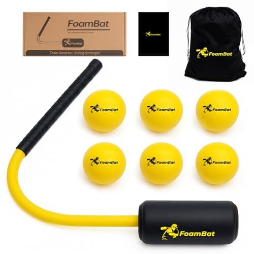 FoamBat Baseball & Softball Rope Swing Trainer, Innovative High-Density Foam Connection Batting Training Bat for Better Feedback, Hitting Practice Aid Equipment for Youth Beginners, Indoor/Outdoor