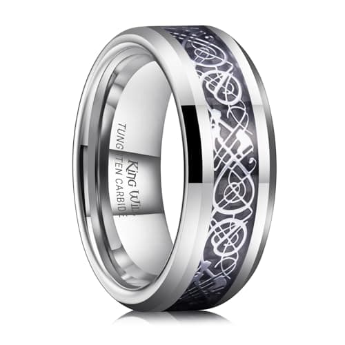 Men Dragon Tungsten Wedding Band Celtic Rings 8mm Size 8