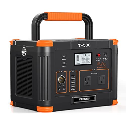 Portable Power Station 500W(Peak 1000W), 519Wh Outdoor Solar Generator