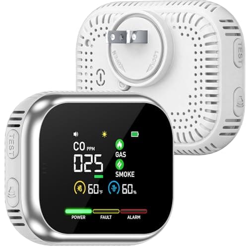 2026 New Multi-Function Detector,6-in-1 Plug in Detector with HD Digital Display and Magnetic Base, Backup Battery,for Home, Kitchens, Hotel (1Pcs*Silver)