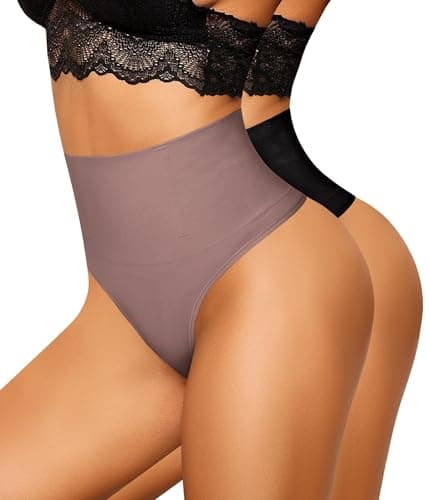 Nebility Tummy Control Thong Shapewear for Women Body Shaper Faja Underwear Seamless Butt Lifting Panties Girdle 2 Pack