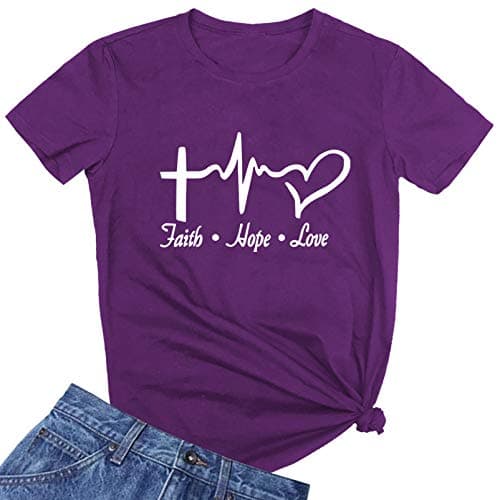 ROSEPARK Women's Basic T Shirts Summer Casual Tops Purple XX-Large