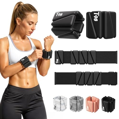 T98 Wrist & Ankle Weights for Women Men, Wearable Wrist Weights Set of 2(1Lbs Each), Adjustable Arm Leg Bracelet Weights for Strength Training, Aerobics, Barre, Suit for Home Outdoor Workout