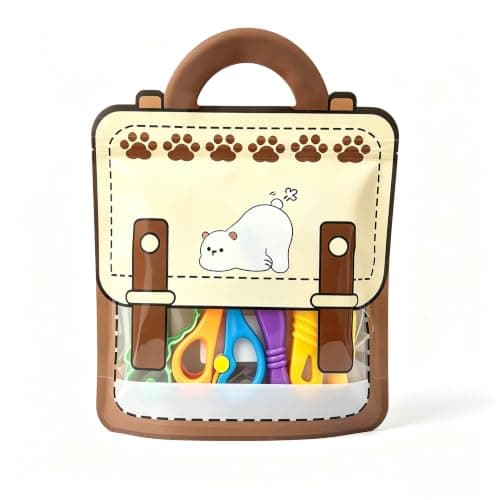 Dough Tool Set, Starter Set 7-Piece Kit with Storage Tote,Includes 2Cutters Roller, Rolling Pins, Safety Scissors, Plastic Knife, Extra 2PCS Animal Shapes