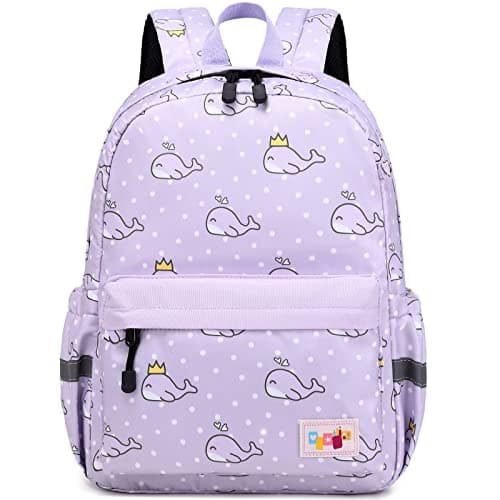 Lanola Toddler Backpack for Girls Ideal kids backpack for Preschool and Kindergarten Child Lightweight Preschool Large Bookbags Cute Gifts - Purple Whale