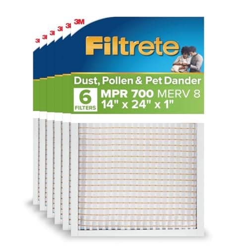 Filtrete 14x24x1 Air Filter, MERV 8, MPR 700, 6 HVAC Filters