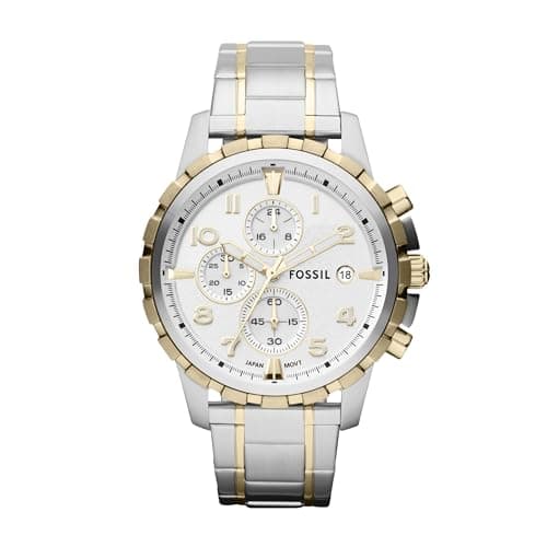 Fossil Men's Watch, Dean Quartz Stainless Steel Chronograph Watch for Men, Color: Gold/Silver