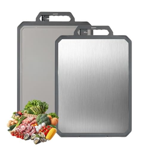 Stainless Steel Cutting Board for Kitchen, 2-in-1 Double-Sided 304 Steel & PP, Non-Slip Chopping Board, 11.7"×15.7",1PCS
