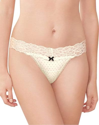 Maidenform womens Comfort Devotion Lace Thong Panties, Pearl Black Pin Dot W/ Pearl, Large US