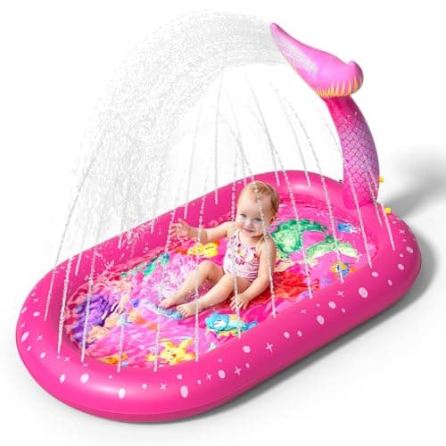 AZDYJL Splash Pad for Toddlers 1-3 Mermaid Inflatable Sprinkler for Kids