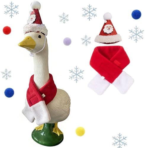 ZANOLY Porch Goose Outfit,Christmas Porch Goose Outfits,Winter Goose Costume with Cute Hat and Scarf,for 17"/23" Cement Plastic Goose Duck Decorations(Christmas)