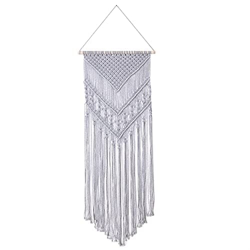 laddawan Macrame Wall Hanging Cotton Rope Wall Art Woven Tapestry Boho Chic Wall Decoration (Light Grey)