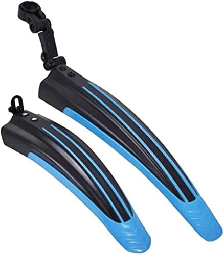 WIROJ Adjustable Road Mountain Bike Bicycle Cycling Tire Front and Rear Mud Guards Mudguard Fenders Set (Blue & Black)