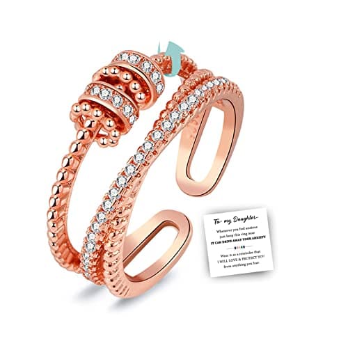 choice of all Fidget Spinner Ring for Women Silver Tone Rhinestone Rotating Open Ring for Daily Wear Christmas Jewelry Gifts