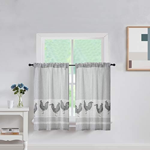 SXZJTEX Chicken Kitchen Curtains Tier Rooster Country Farmhouse 36 Inch