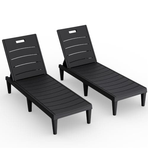 Devoko Outdoor Chaise Lounge Chair Set of 2, Waterproof PP Lounge Chairs