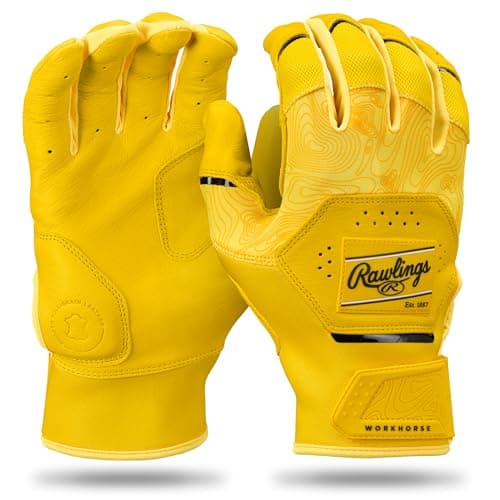 Rawlings | Adult Workhorse Baseball Batting Gloves | Yellow/Black | XLRG