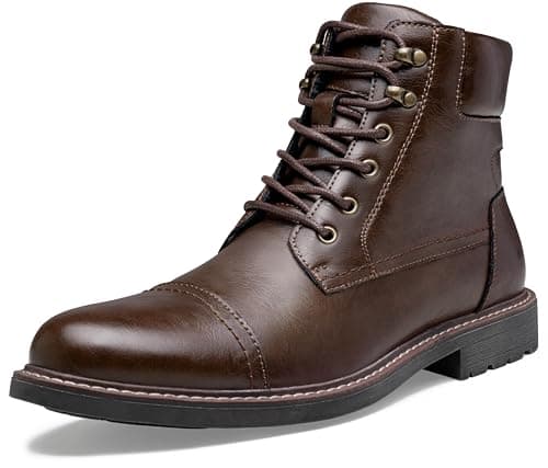 Jousen Men's Dress Boots Cap Toe Retro Motorcycle 8407 Darkbrown 11.5
