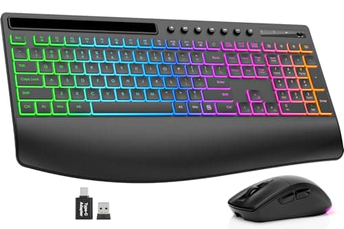 Trueque Wireless Keyboard and Mouse Combo, 4000mAh Battery, Wrist Rest