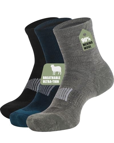 RZTT 3 Pairs Men's 90% Fine Merino Wool Socks - Super Soft Non-Itch Breathable Ankle Socks - All Day Comfort Office Casual & Travel Essentials Large, Multicolor