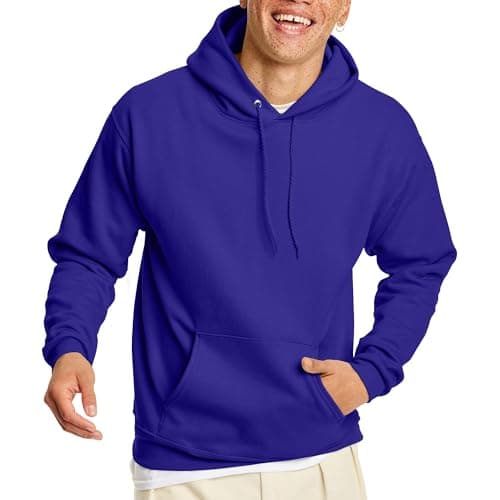 Hanes Men's Pullover EcoSmart Hooded Sweatshirt, purple, Small