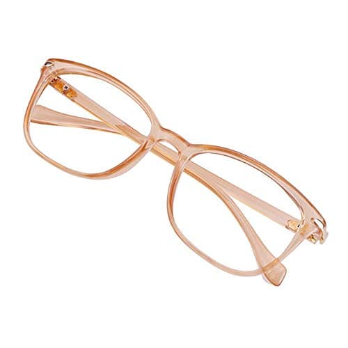 VisionGlobal Blue Light Blocking Glasses for Women Men, Stylish Square Frame(Champagne,No Magnification)