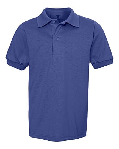 Jerzees Boys' SpotShield Short Sleeve Uniform Polo (2-Pack), Royal, Large