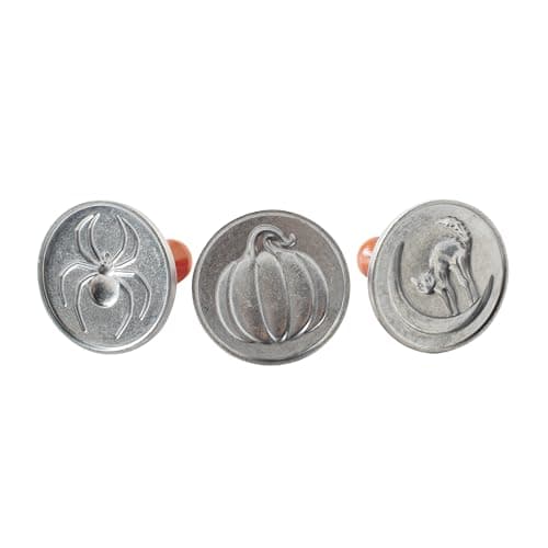 Nordic Ware 1260 Spooky Cast Cookie Stamps, 3-inch rounds, Silver