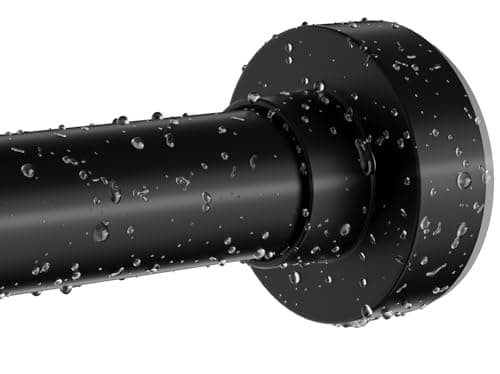 Emlaoe Black Shower Curtain Rod 34-82 Inches(2.8-6.8ft) Never Rust Adjustable Shower Rod Spring Tension Non Slip No Drilling Shower Rods for Bathroom Garland Window