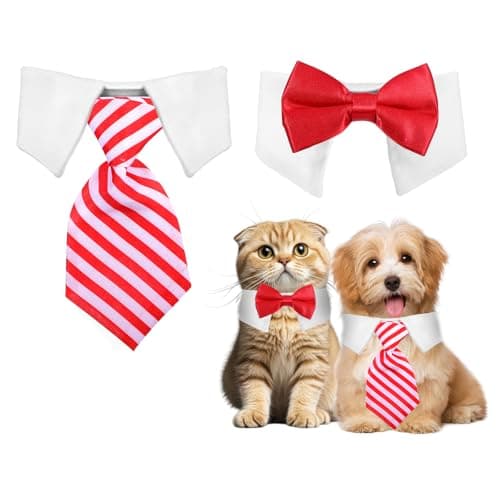 Dog Cat Tuxedo Collar Red Adjustable Pet Neck Costume Dog Wedding Bowtie Cat Bow Tie Tux Collar Formal Pet Cats Necktie for Small Dogs Cats Puppy Party Accessories