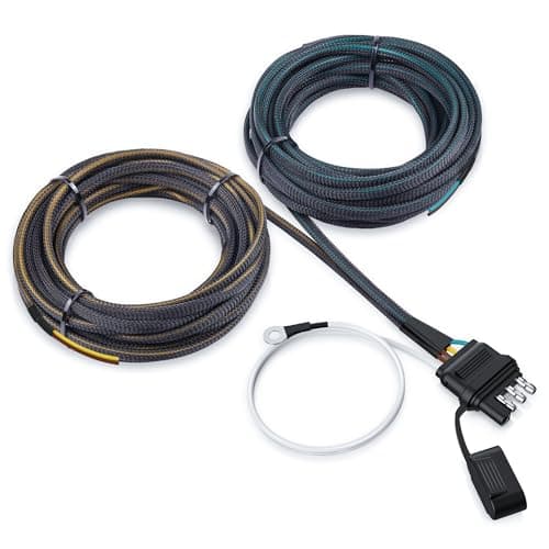 MICTUNING 4 Pin 5 Wire Trailer Wiring Harness 22FT -Pure Copper Wishbone Trailer Light 4-Way Flat 5 Wire Plug for Rewiring Both-Side Taillights, w/Nylon Net Tube Protection
