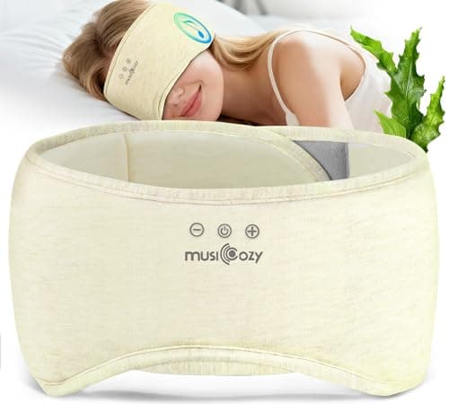 MUSICOZY Bluetooth 5.4 Sleep Mask Headphones, Seaweed Fiber Comfort Design