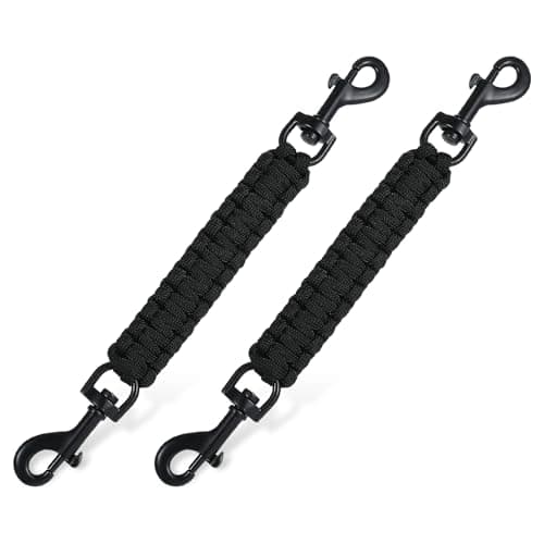 Qianyu 2 Pcs Prong Collar Safety Clip Double Ended Clasp Leash Connector Handmade Braided Lanyard Prong Pinch Backup Safety Strap Hook Adjustable for Pet Dog Harness Training Walking Running