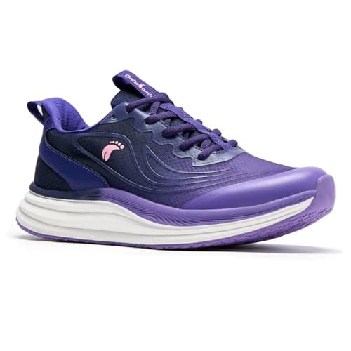 Women's Orthopedic Arch Support Walking Shoes: Orthotic Flat Feet Heel Spur Plantar Fasciitis Road Running Shoes, Comfort Work Walk Standing Leisure Trail Sneakers Purple Size 8.5