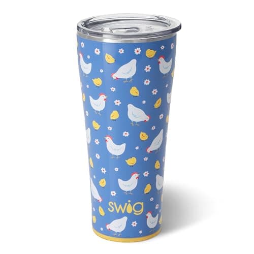 Swig Life 32oz Insulated Tumbler, Travel Coffee Tumbler with Lid, Cup Holder Friendly Travel Coffee Mug, Stainless Steel with Lid (Chicks Dig It)