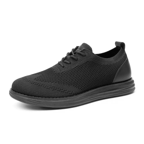 Bruno Marc Men's KnitFlex Breeze Mesh Sneakers Oxfords Lace-Up Lightweight Casual Walking Shoes,Size 7.5,All/Black,GRAND-02