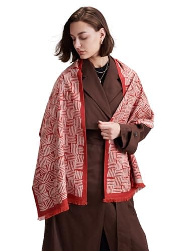 ZHE JIN Luxurious 100% Brushed Mulberry Silk Scarf for Women, Flow - Red