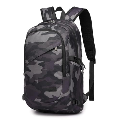 Kono Travel Laptop Backpack with USB Charging Port, Business Anti Theft Slim Sturdy Personal Item Bag, Water Resistant College Computer Daypack for Men & Women Fits 15.6 Inch Notebook, Camo